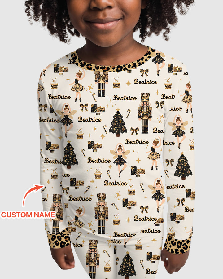Custom Name Leopard Nutcracker Era Bamboo Two Piece Long Sleeve Pajama Set
