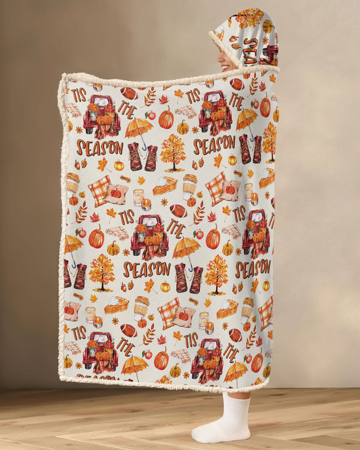Fall Tis the Season Bamboo Wearable Hooded Blanket