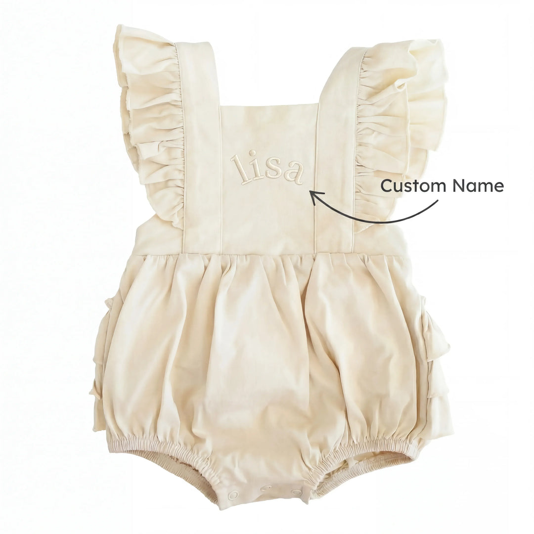 Custom Name Cotton Sleeveless Ruffle Bubble Romper