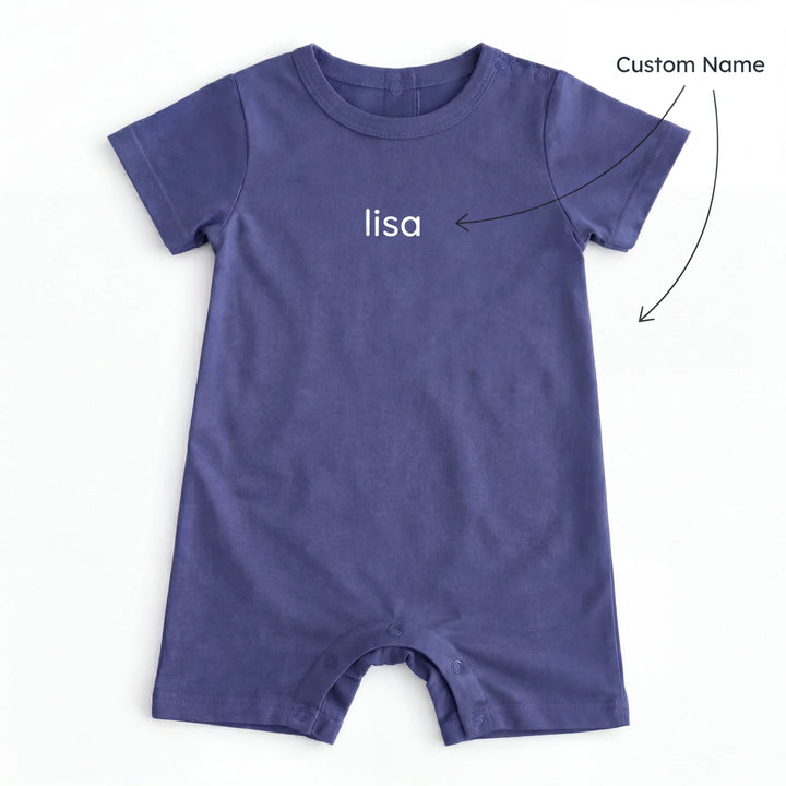 Custom Name Bamboo Short Sleeve Snap Romper