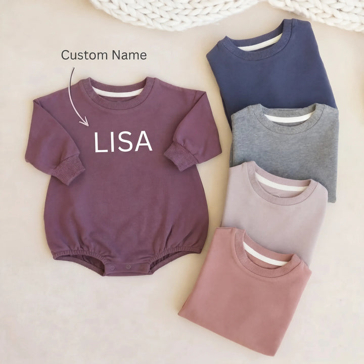 Custom Name Sweatshirt Bubble Romper