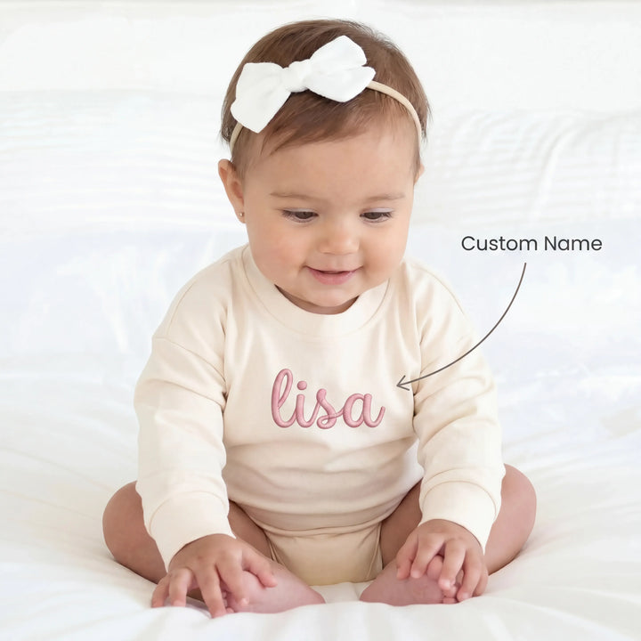 Custom Name Bamboo Long Sleeve Bubble Romper