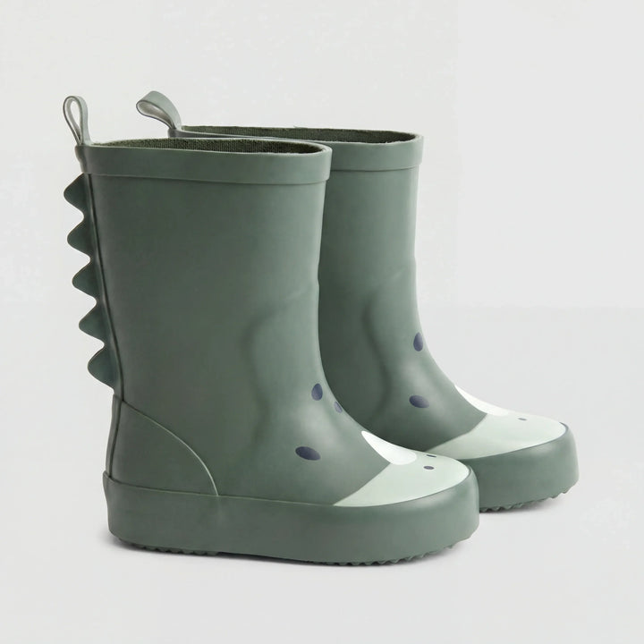 Khaki Green Dino Character Wellies