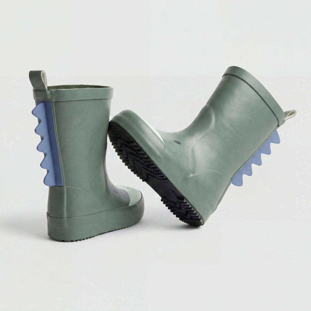 Khaki Green Dino Character Wellies