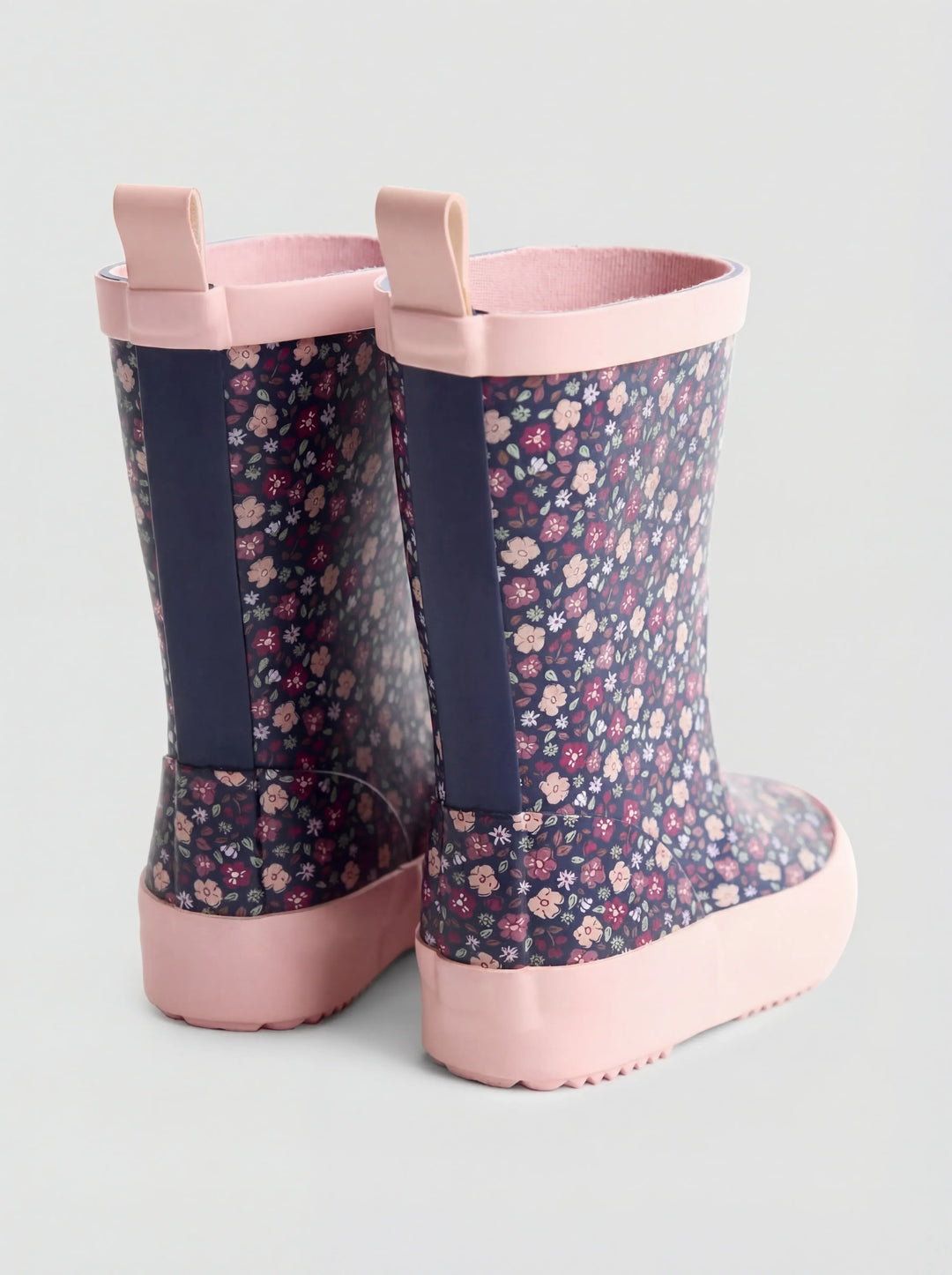 Botas de agua florales azul marino
