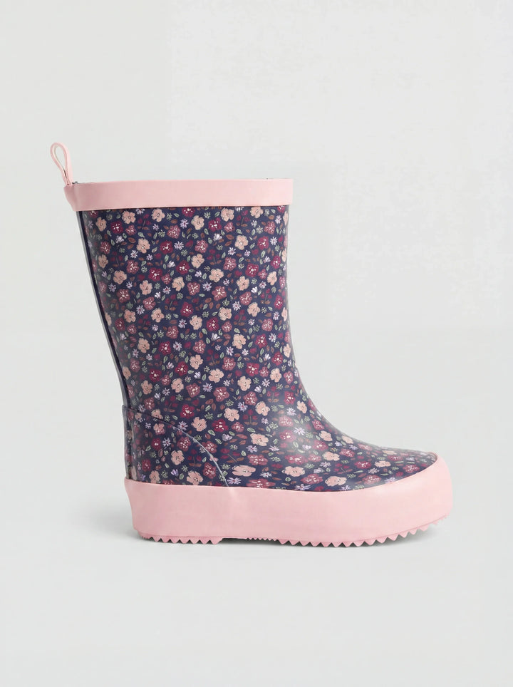 Botas de agua florales azul marino