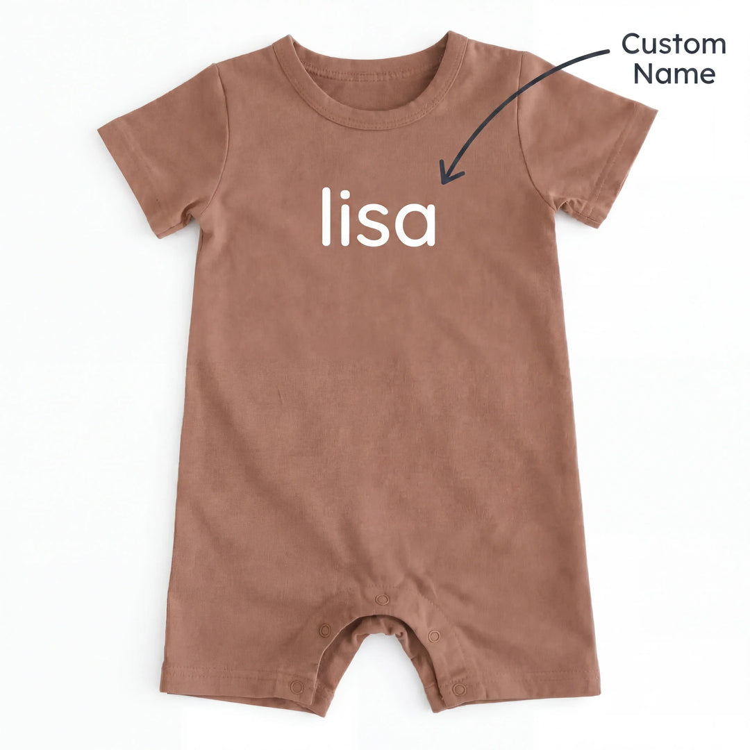 Custom Name Bamboo Short Sleeve Snap Romper