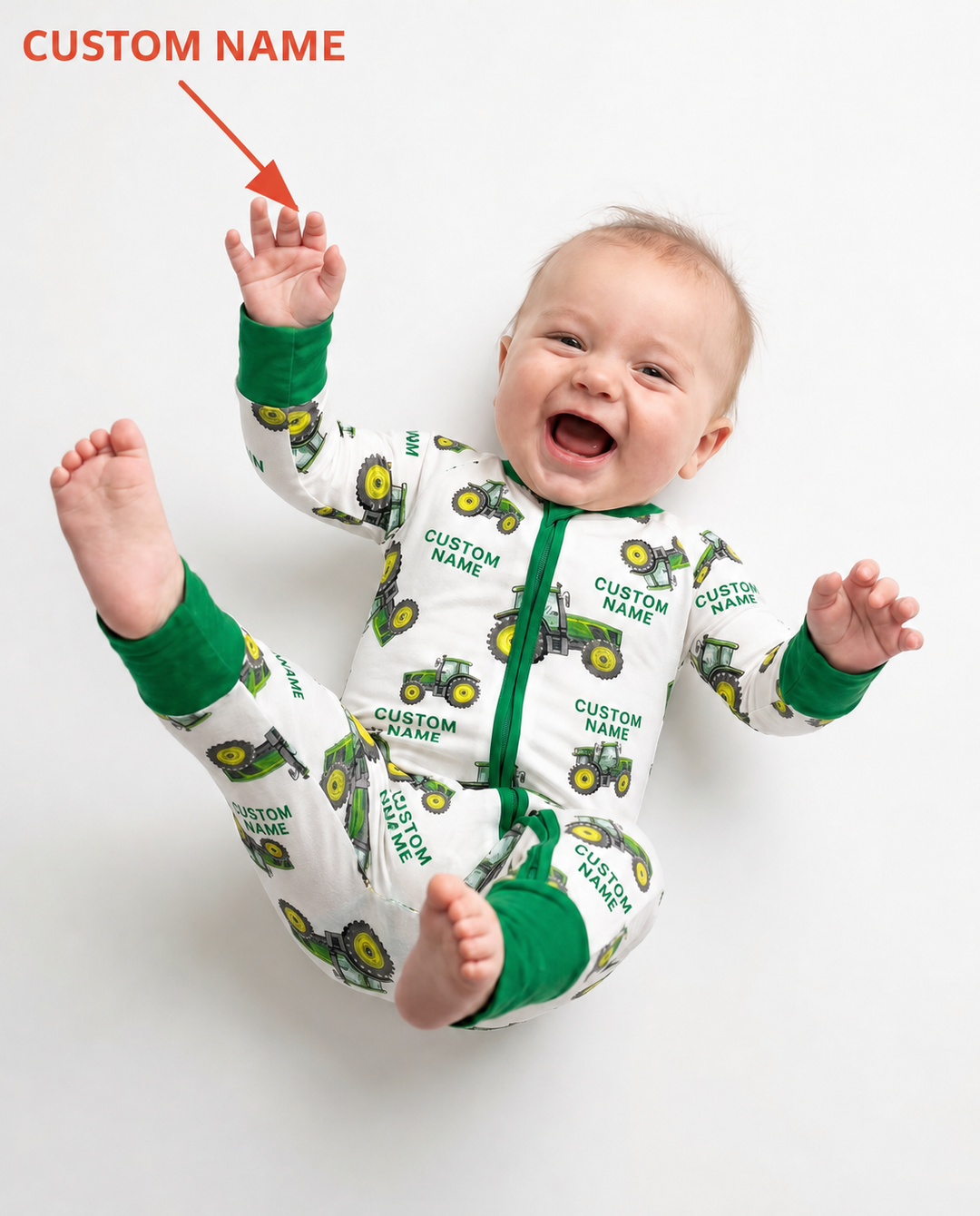 Custom Name Green Tractors Matching Daddy & Me Bamboo Convertible Zippy