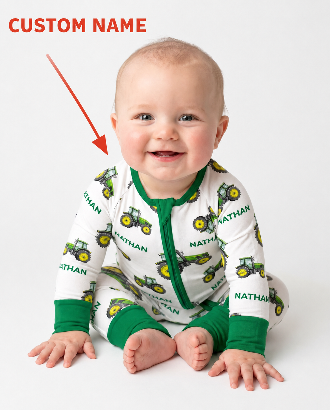 Custom Name Green Tractors Matching Daddy & Me Bamboo Convertible Zippy