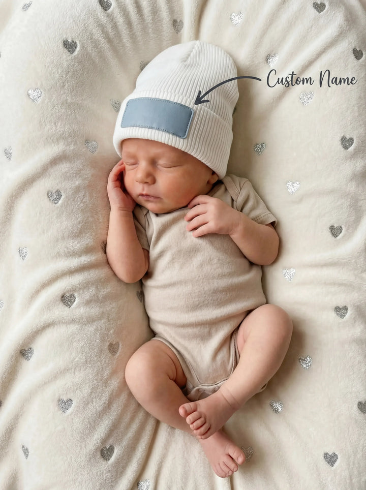 Personalized Leather Patch Beanie