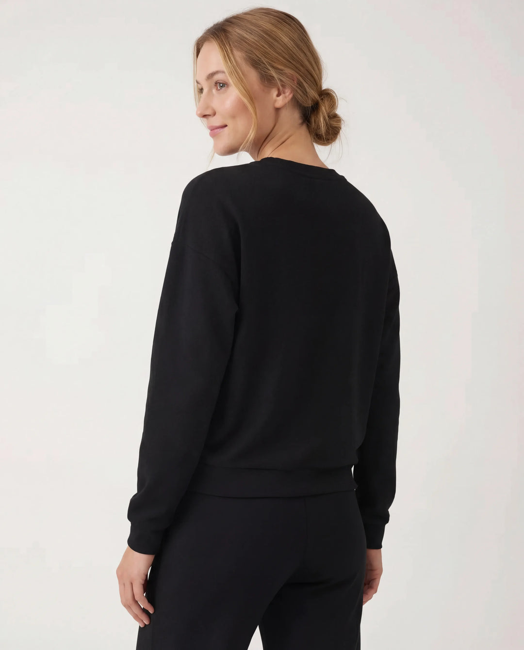 Sudadera Cuello Redondo de Bambú Negro para Mujer