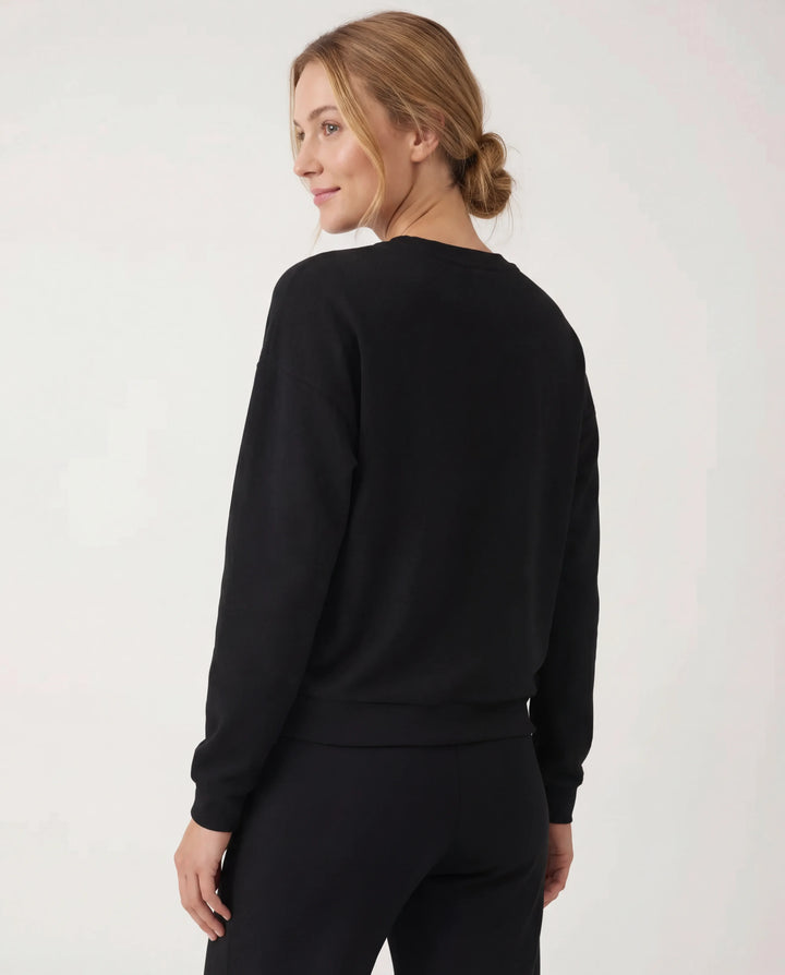 Sudadera Cuello Redondo de Bambú Negro para Mujer
