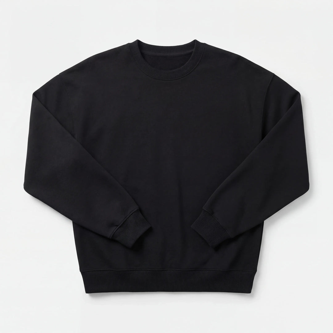 Sudadera Cuello Redondo de Bambú Negro para Mujer