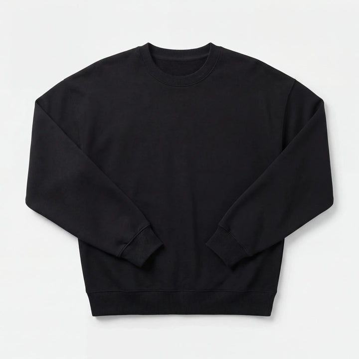 Sudadera Cuello Redondo de Bambú Negro para Mujer