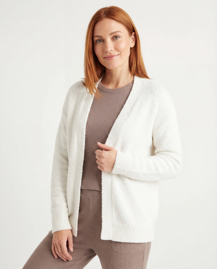 Weicher weißer Bambus-Cardigan für Damen