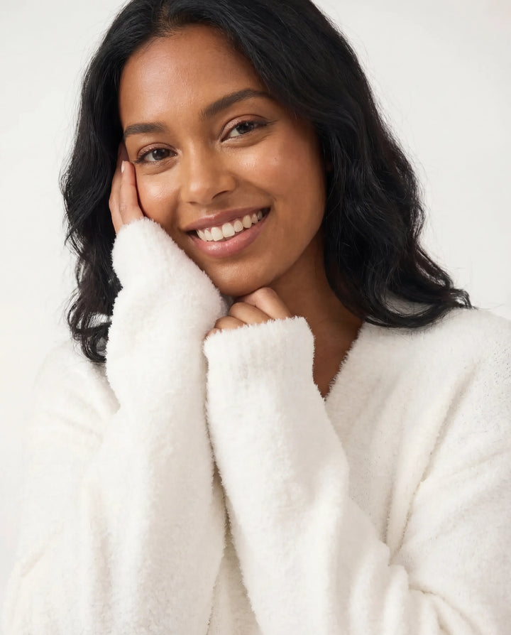 Weicher weißer Bambus-Cardigan für Damen