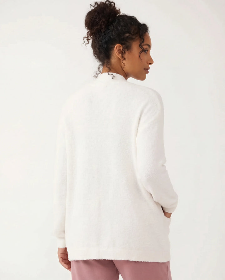 Weicher weißer Bambus-Cardigan für Damen