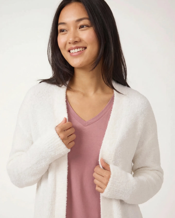 Weicher weißer Bambus-Cardigan für Damen