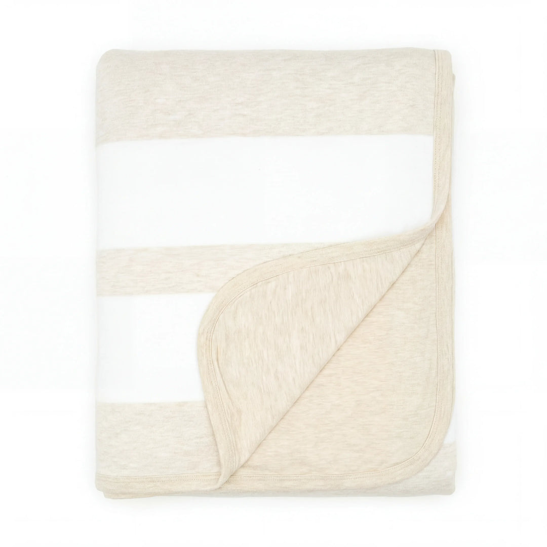 Heather Oatmeal Stripe Bamboo Oversized Cloud Blanket