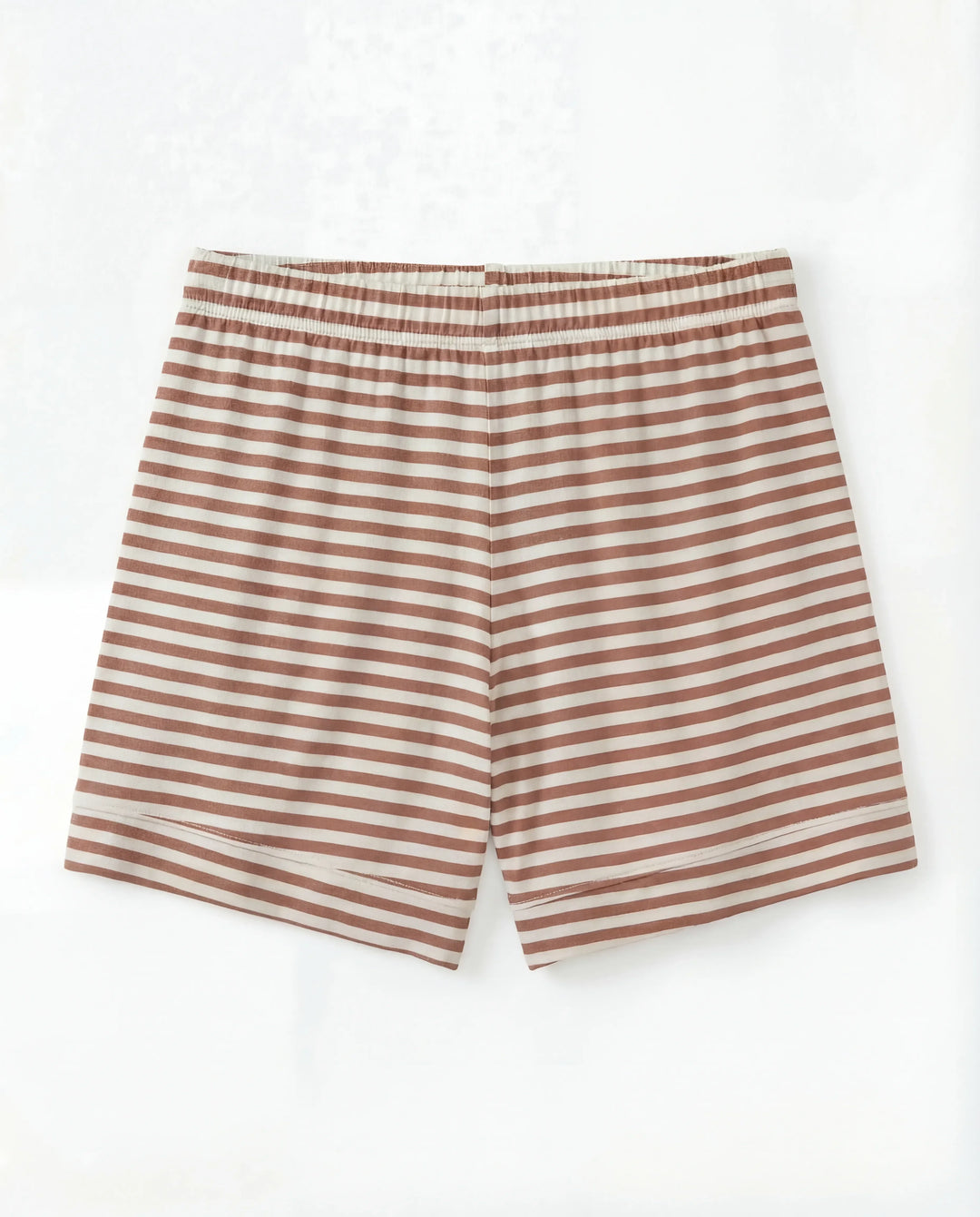 Conjunto de pijama corto de bambú a rayas marrón castaño para mujer