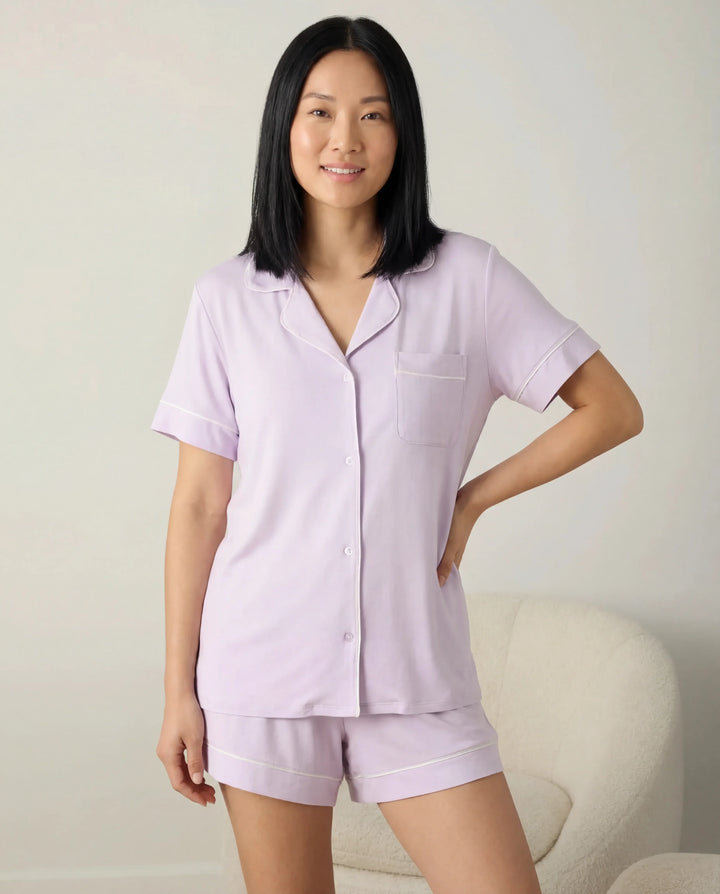 Misty Lavender Bamboo Women Short Pajama Set