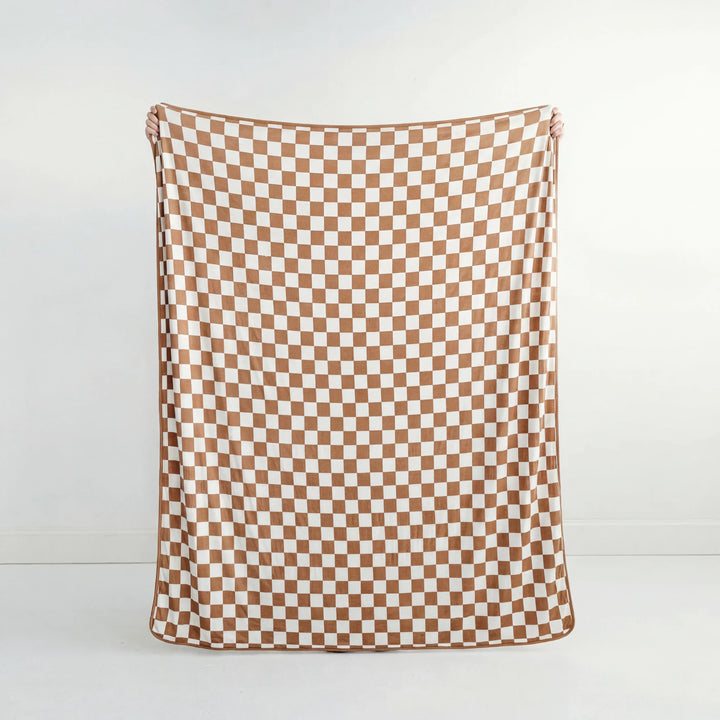Caramel Checks Bamboo Oversized Cloud Blanket