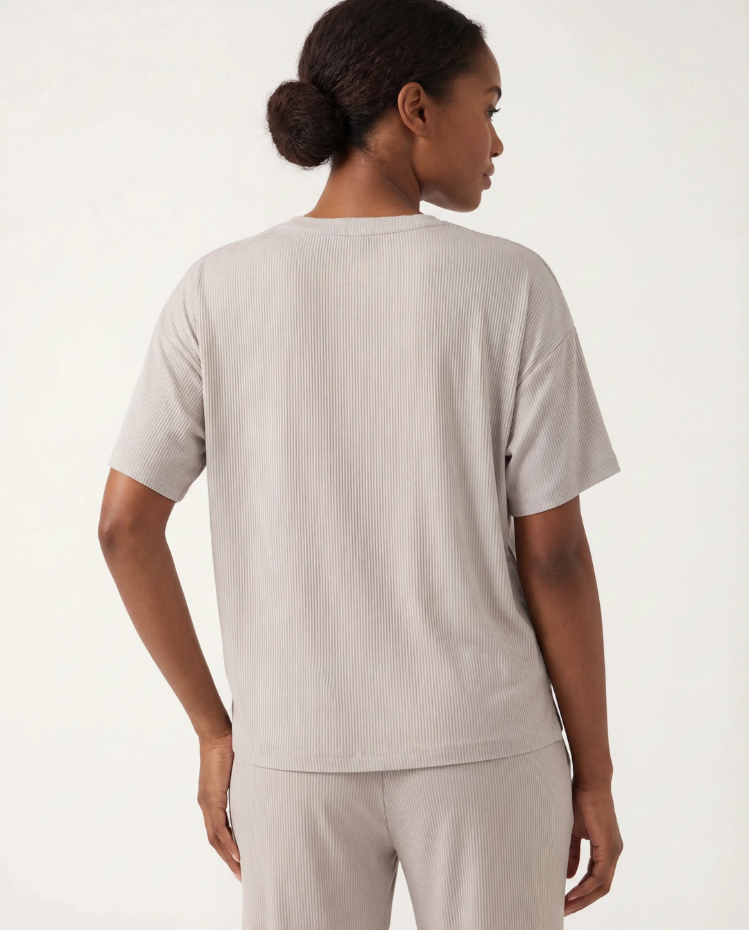 Dove Gray Bamboo Women Ribbed T-Shirt