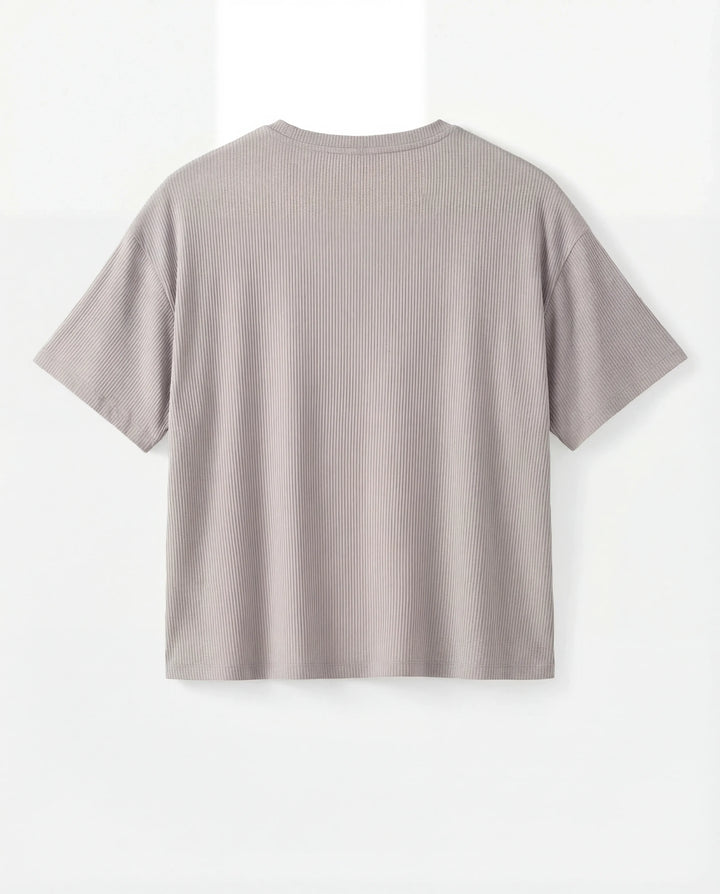 Dove Gray Bamboo Women Ribbed T-Shirt