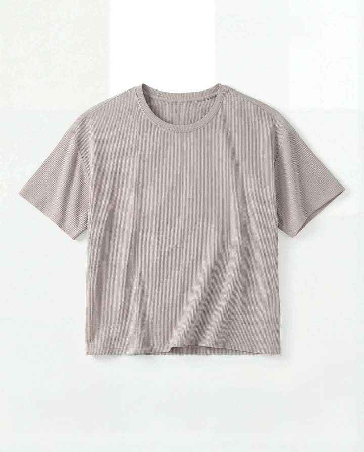 Dove Gray Bamboo Women Ribbed T-Shirt