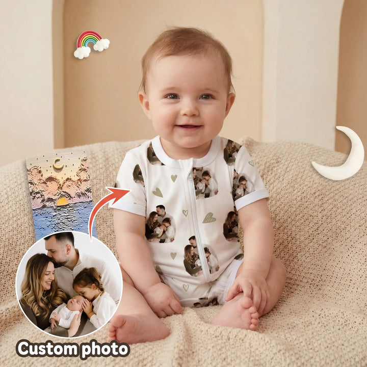 Custom Face All Over Print Baby Bamboo Shorty Zippy