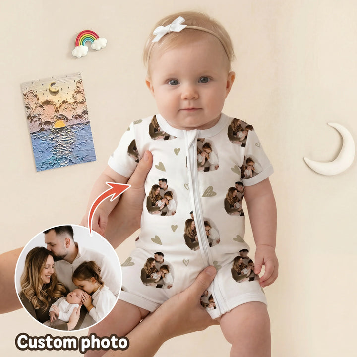 Custom Face All Over Print Baby Bamboo Shorty Zippy