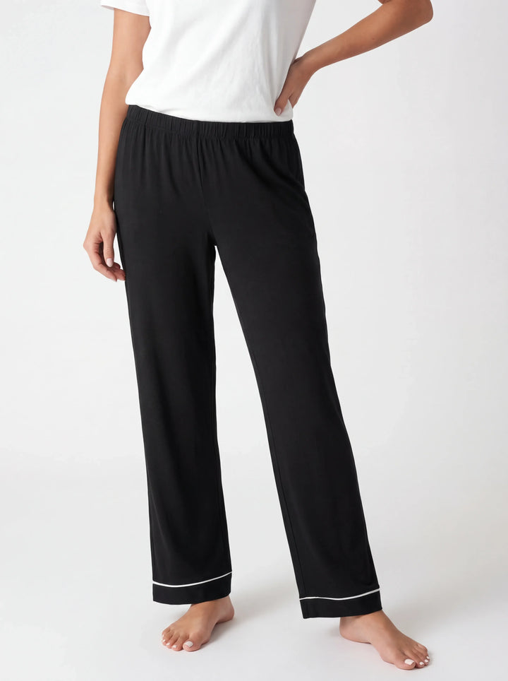 Black Bamboo Button Women Pajama Set