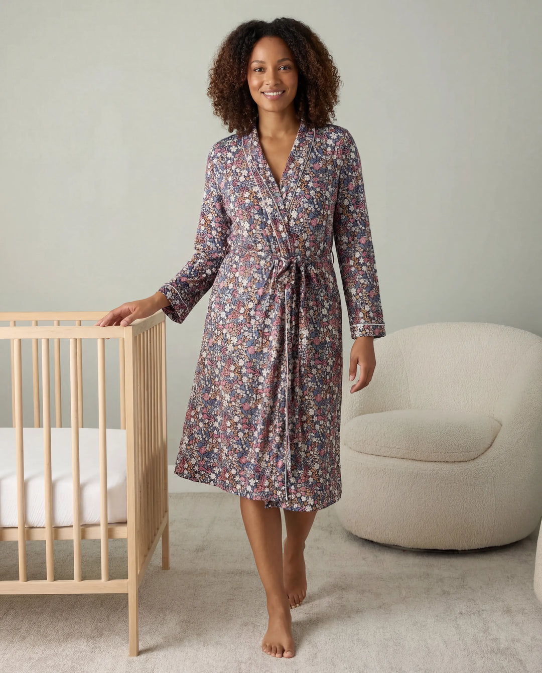 Midnight Petals Bamboo Women Robe