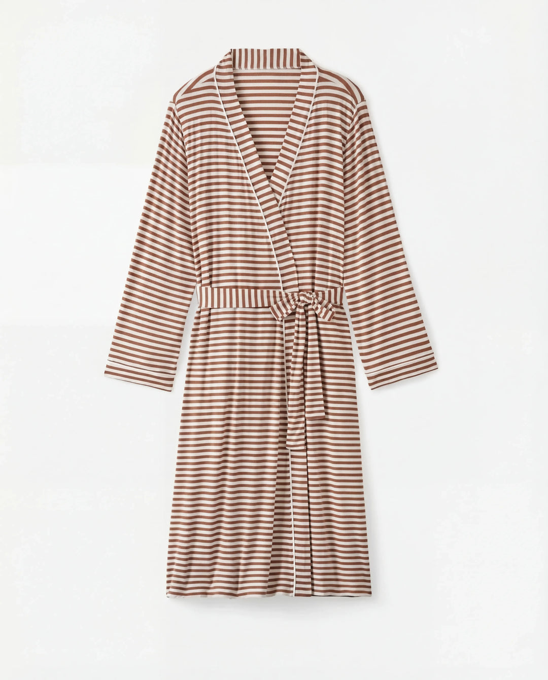 Chestnut Brown Stripe Bamboo Women Robe