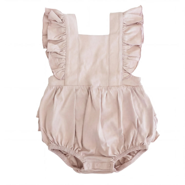 Solid Color Bamboo Sleeveless Ruffle Bubble Romper