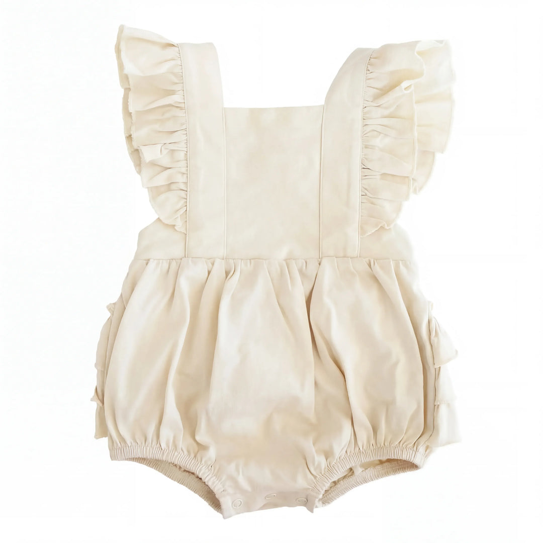 Solid Color Bamboo Sleeveless Ruffle Bubble Romper