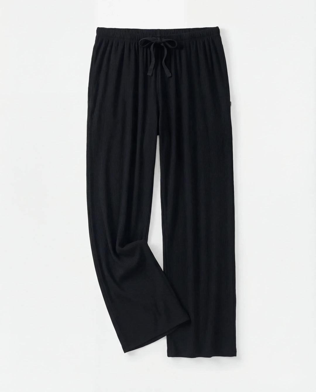 Black Bamboo Ribbed Wide Leg Pant