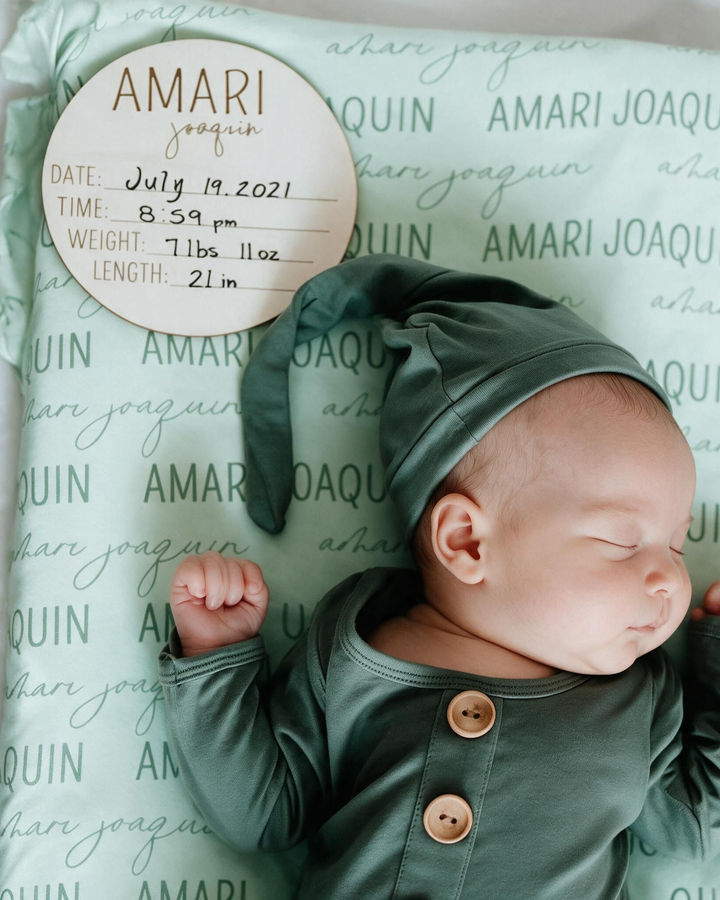 Custom Name Birth Stats Wood Announcement