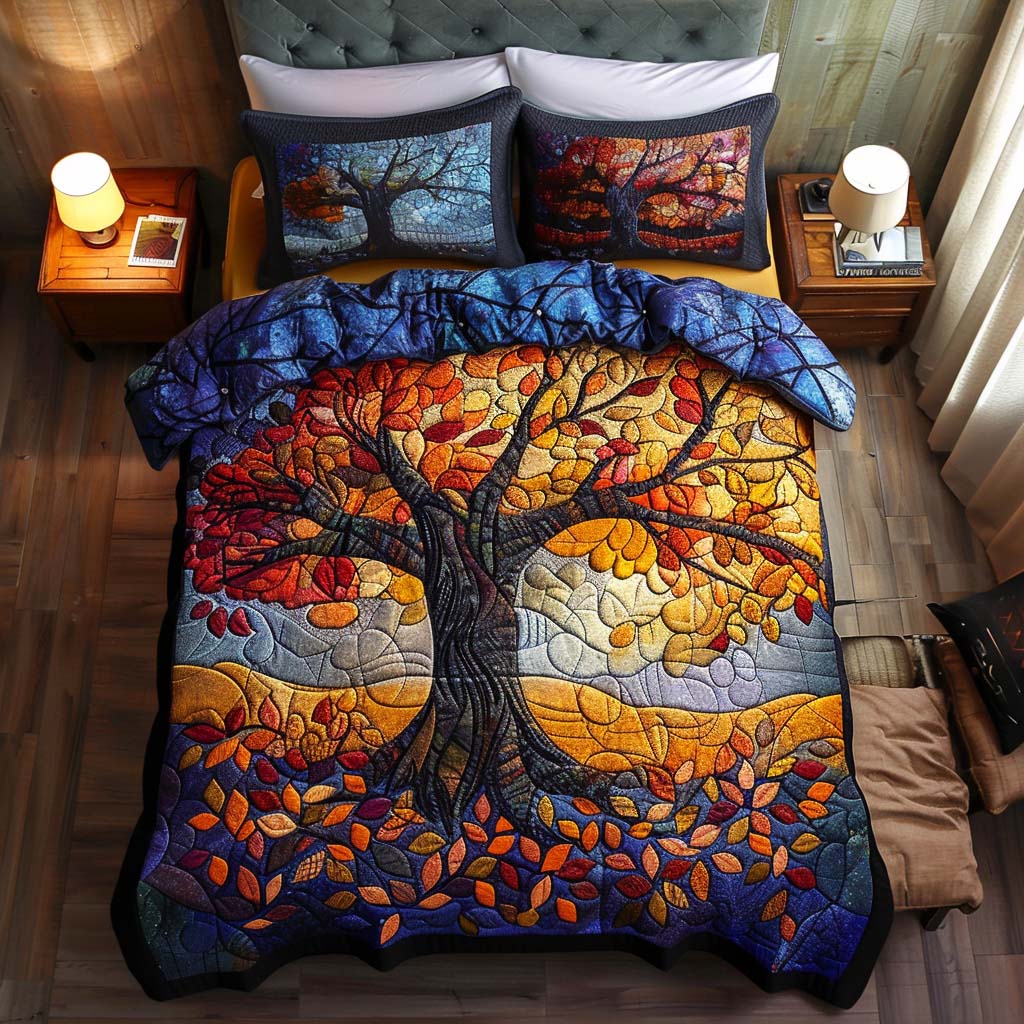 Ancient Life Branches Bamboo Quilt Bedding Set