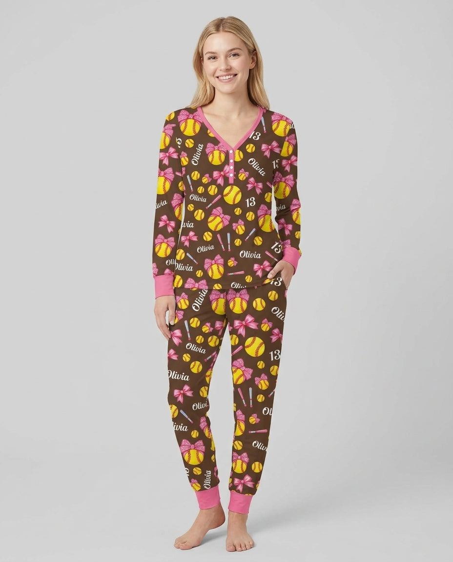 Plantilla de conjunto de pijama de mujer de bambú