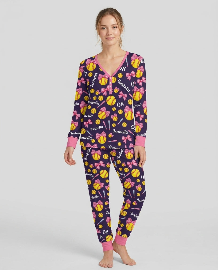 Plantilla de conjunto de pijama de mujer de bambú