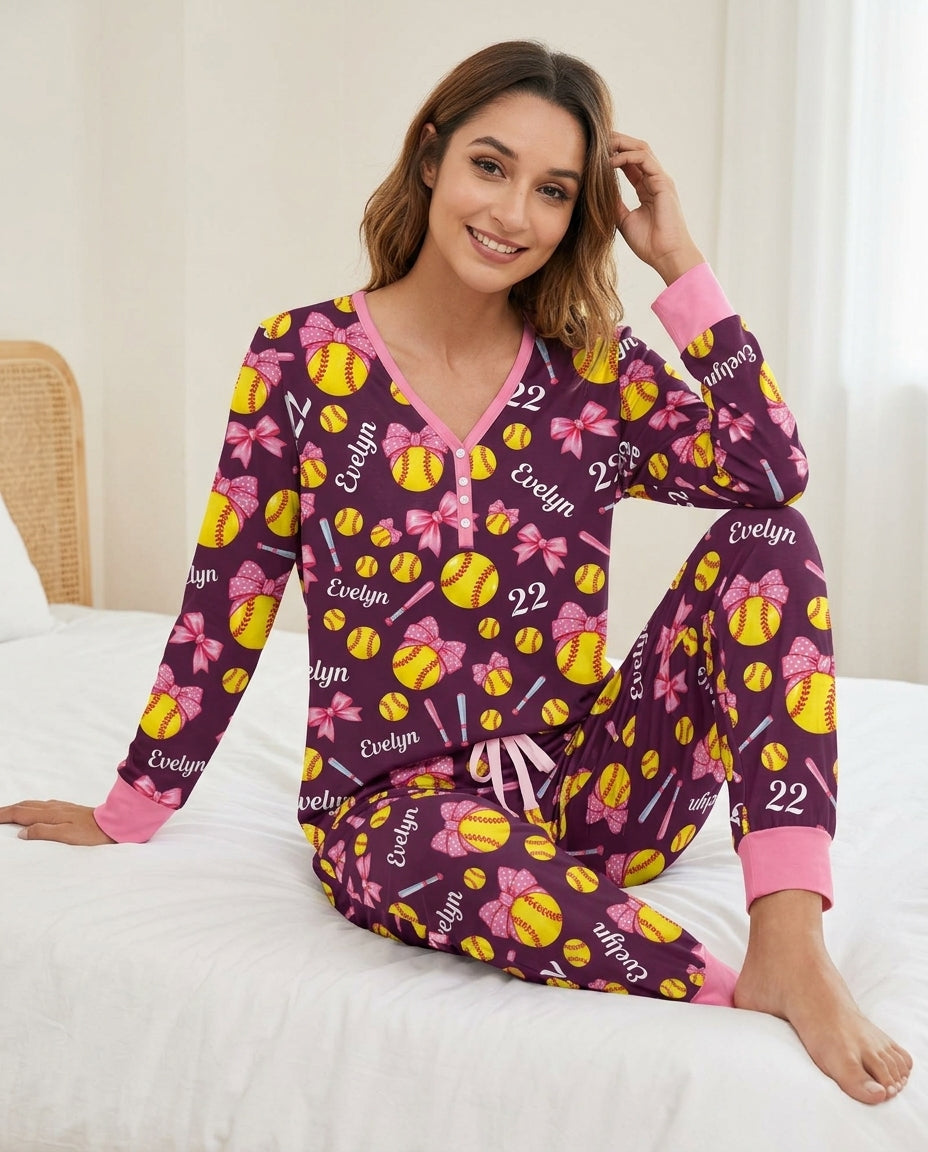 Plantilla de conjunto de pijama de mujer de bambú