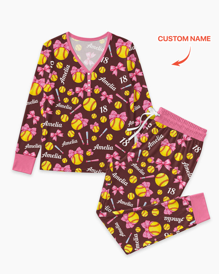 Plantilla de conjunto de pijama de mujer de bambú