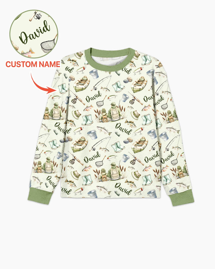 Custom Name Fishing Day Daddy & Me Matching Bamboo Men's Pajama Set