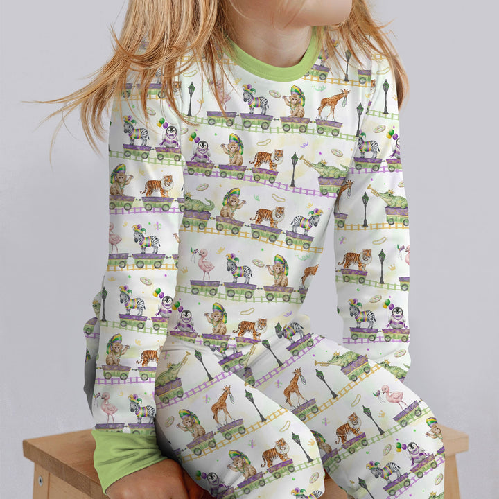 Mardi Gras Jungle Krewe Two Piece Long Sleeve Pajama Set