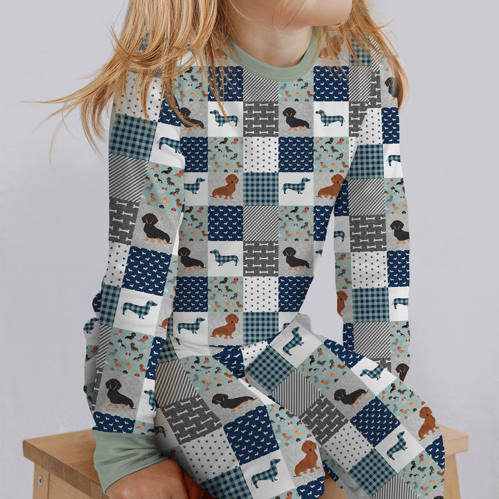 Playful Dachshund Delight Two Piece Long Sleeve Pajama Set