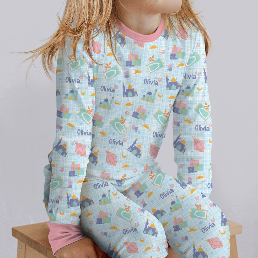 Zweiteiliges Langarm-Pyjama-Set mit Sommerfrüchten