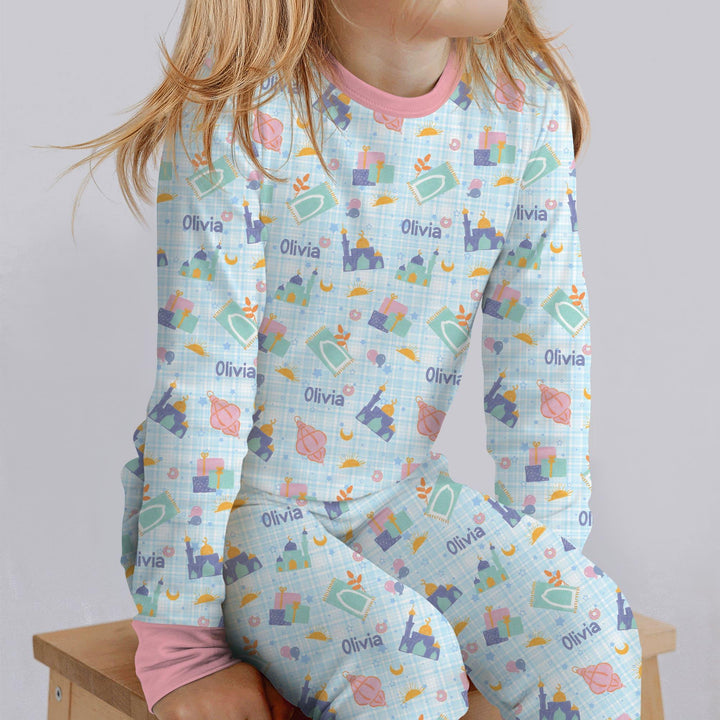 Zweiteiliges Langarm-Pyjama-Set mit Sommerfrüchten