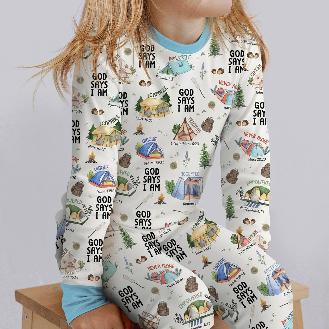 God Says I Am – Adventure Affirmations Two Piece Long Sleeve Pajama Set