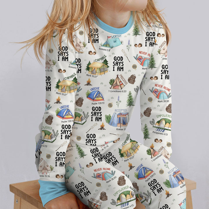 God Says I Am – Adventure Affirmations Two Piece Long Sleeve Pajama Set